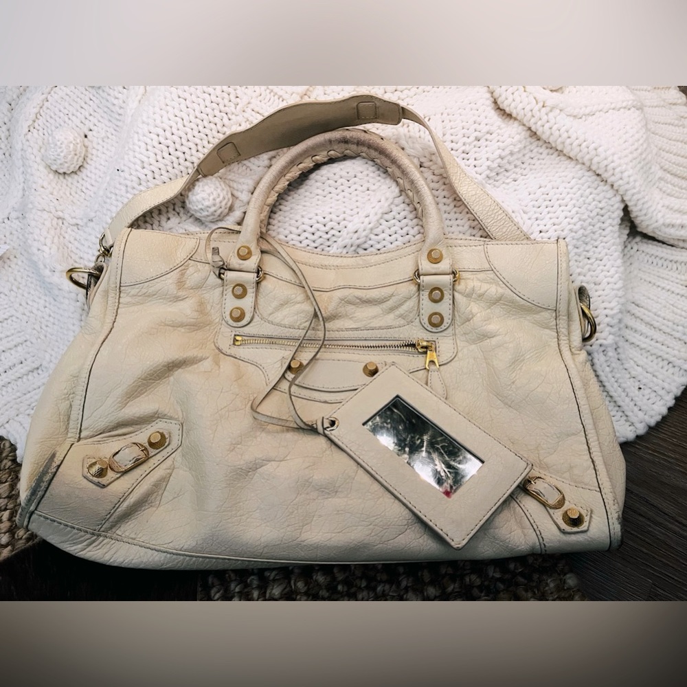 Balenciaga City Bag - Beige with Gold hardware